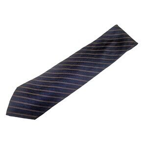 Nordstrom XMI Navy Blue & Gold Diagonal Striped 100% Silk Necktie - Made in USA